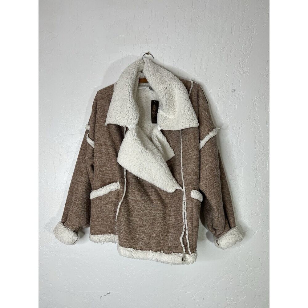 Sherpa Jacket Boho David And Danny Sweater Brown White Wrap Warm Boho Coat Sz S